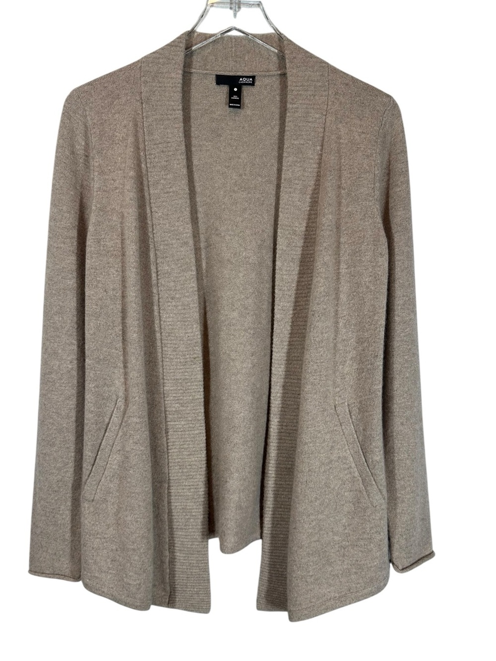 AQUA Women's Small Tan Cashmere Open Cardigan Sweater